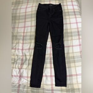 American Eagle Outfitters Black Stretch Disressed Jeans